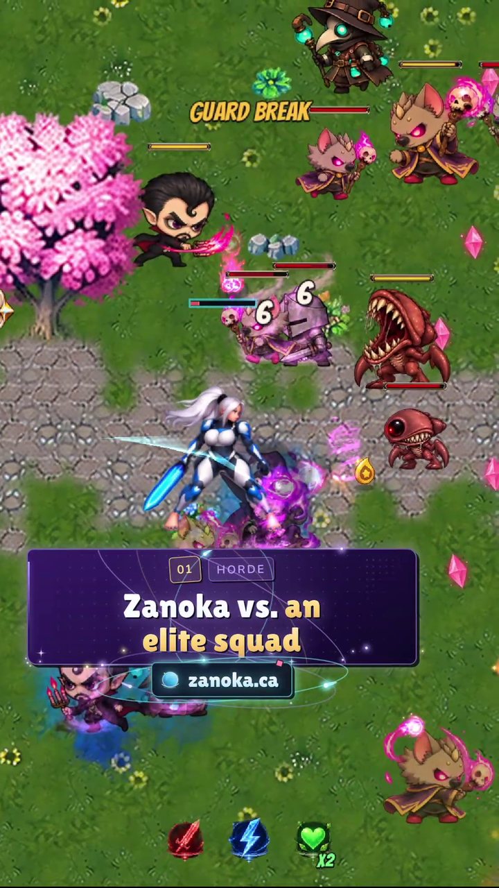 A ZANOKA Short: Zanoka facing an elite squad in the Greenwood, with the caption Zanoka vs. an elite squad